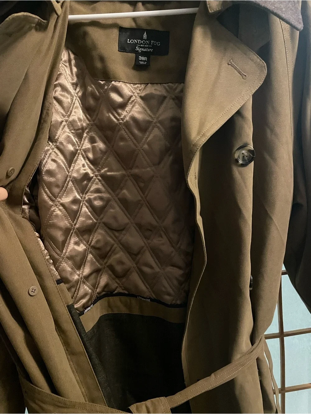 London Fog Signature Men’s 38R Double Breasted Belted Trench Coat w/ Liner